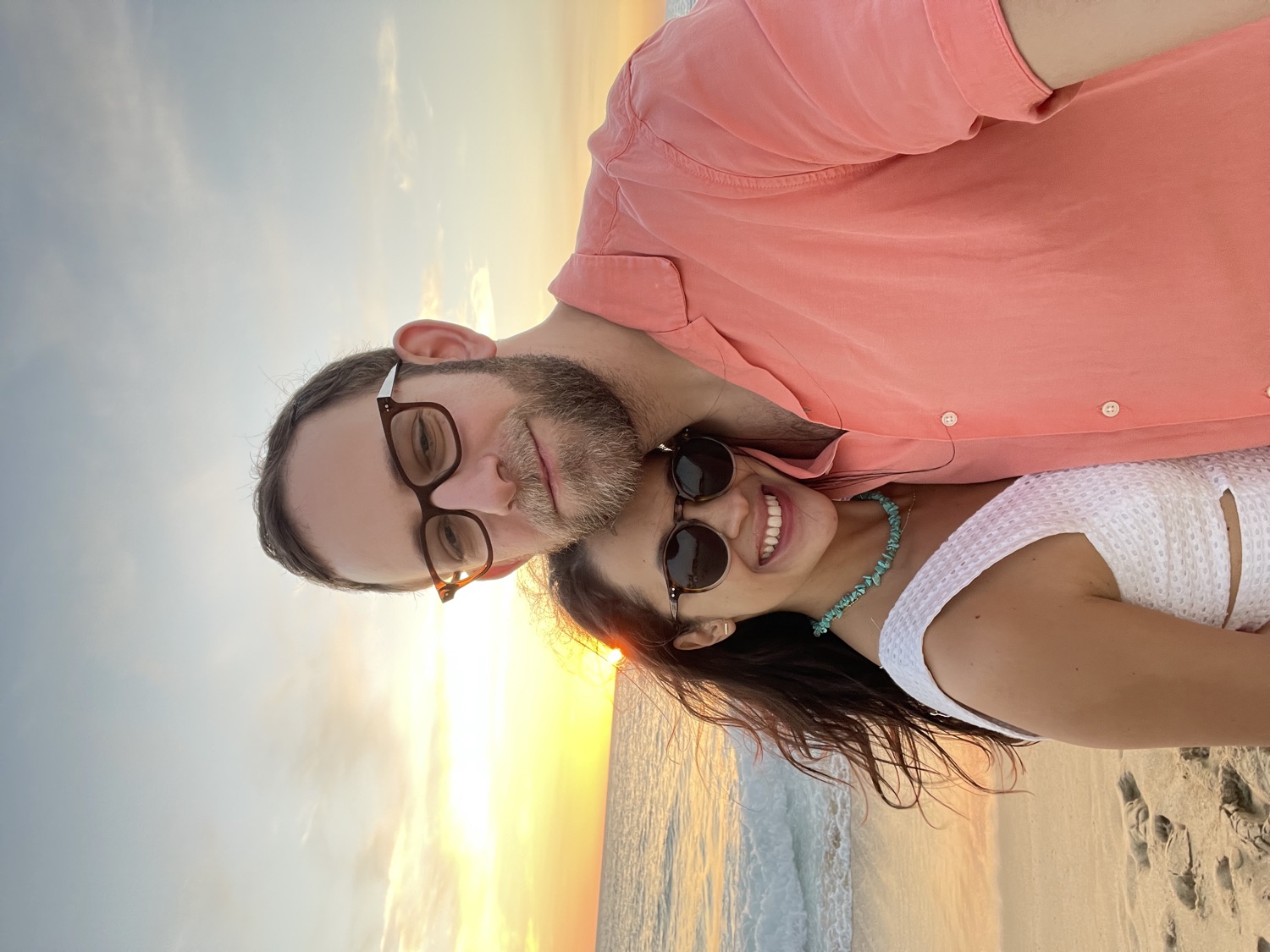 Salma and Eric on the beach at sunset in Todos Santos