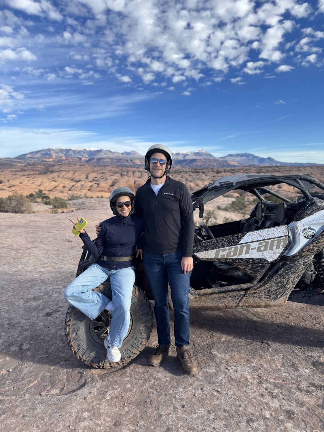 Salma and Eric in the desert outside Moab